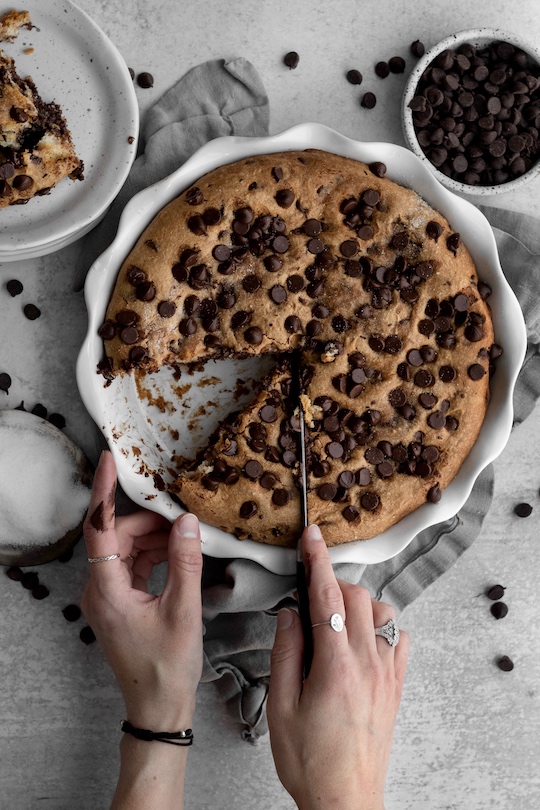 Great muffin taste, but the size of a cake and loaded with chocolate chips, this Chocolate Chip Snack Cake is getting sliced up.