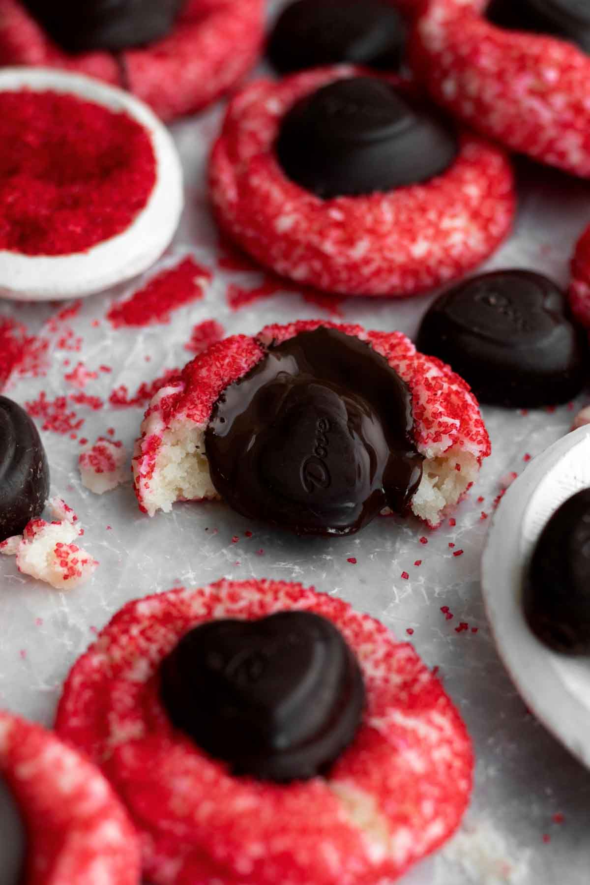 A melted chocolate sliding down a broken Sugar Cookie Blossom.